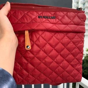 COPY - COPY - MZ Wallace metro flat crossbody bag in red.